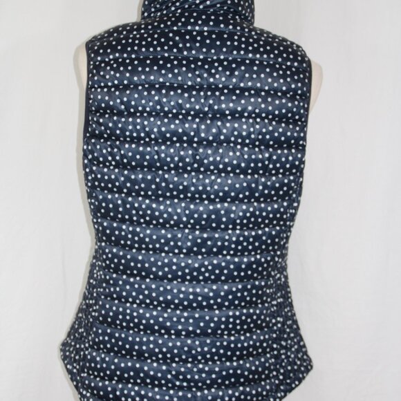 TOMMY HILFIGER Women's Polka Dots Puffer Vest Navy and White, Size M Lightweight - Picture 7 of 9